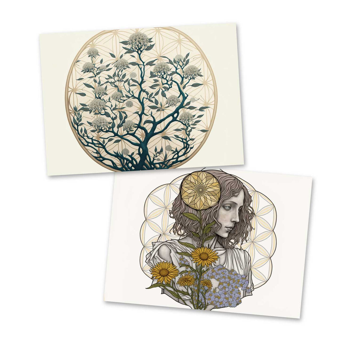 Blume des Lebens Karten Set (10 Karten) | Flower of Life | Geschenk | Wanddekoration | Bild Deko Spirituell | Dekoration I Wandbild