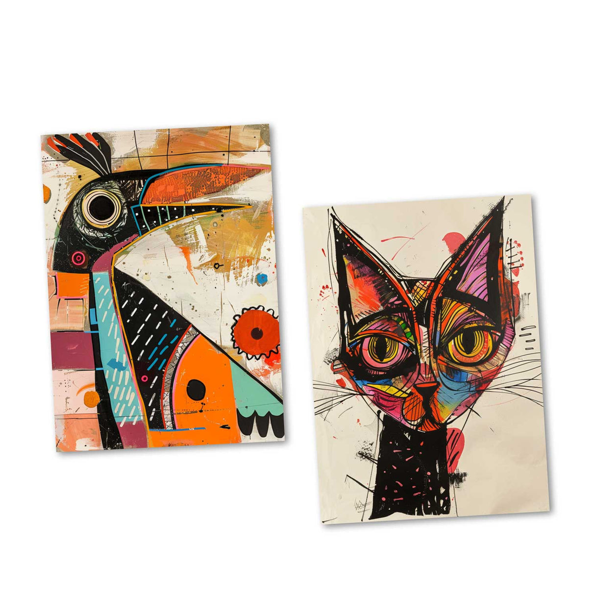 Abstrakte Tiermotive - Grußkarten àla Kandinsky - Kartenset mit 10 Karten | Postkarten und Klappkarten | kunstvolles Geschenk