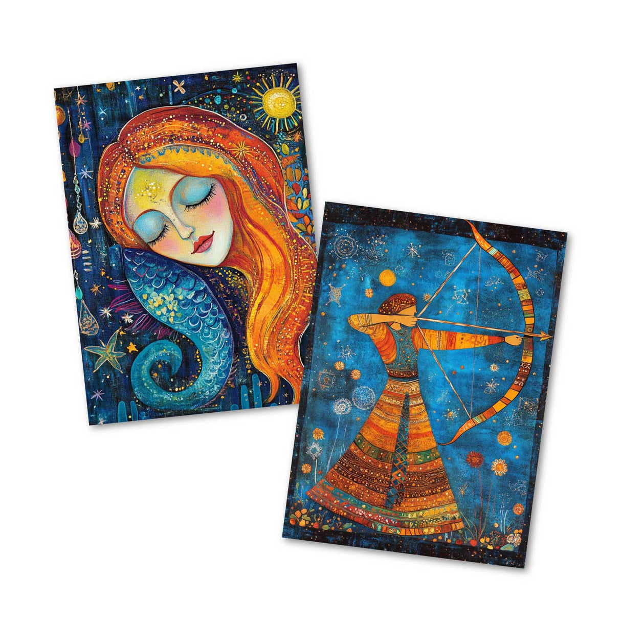 Sternzeichen- im Cutout Stil (12 Karten) Grußkarten, Klappkarten und Postkarten mit zauberhaften Sternzeichen-Motiven