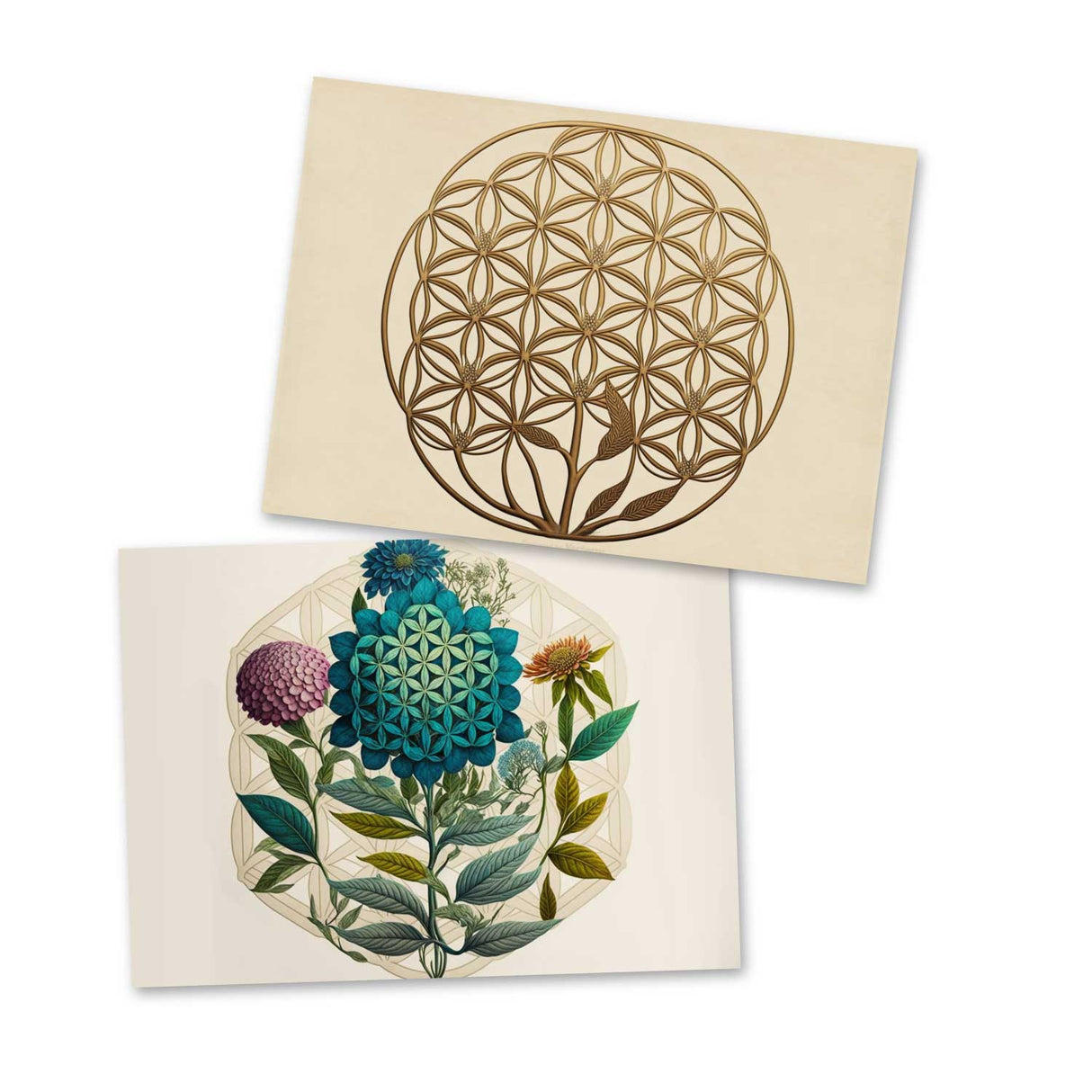 Blume des Lebens Karten Set (10 Karten) | Flower of Life | Geschenk | Wanddekoration | Bild Deko Spirituell | Dekoration I Wandbild