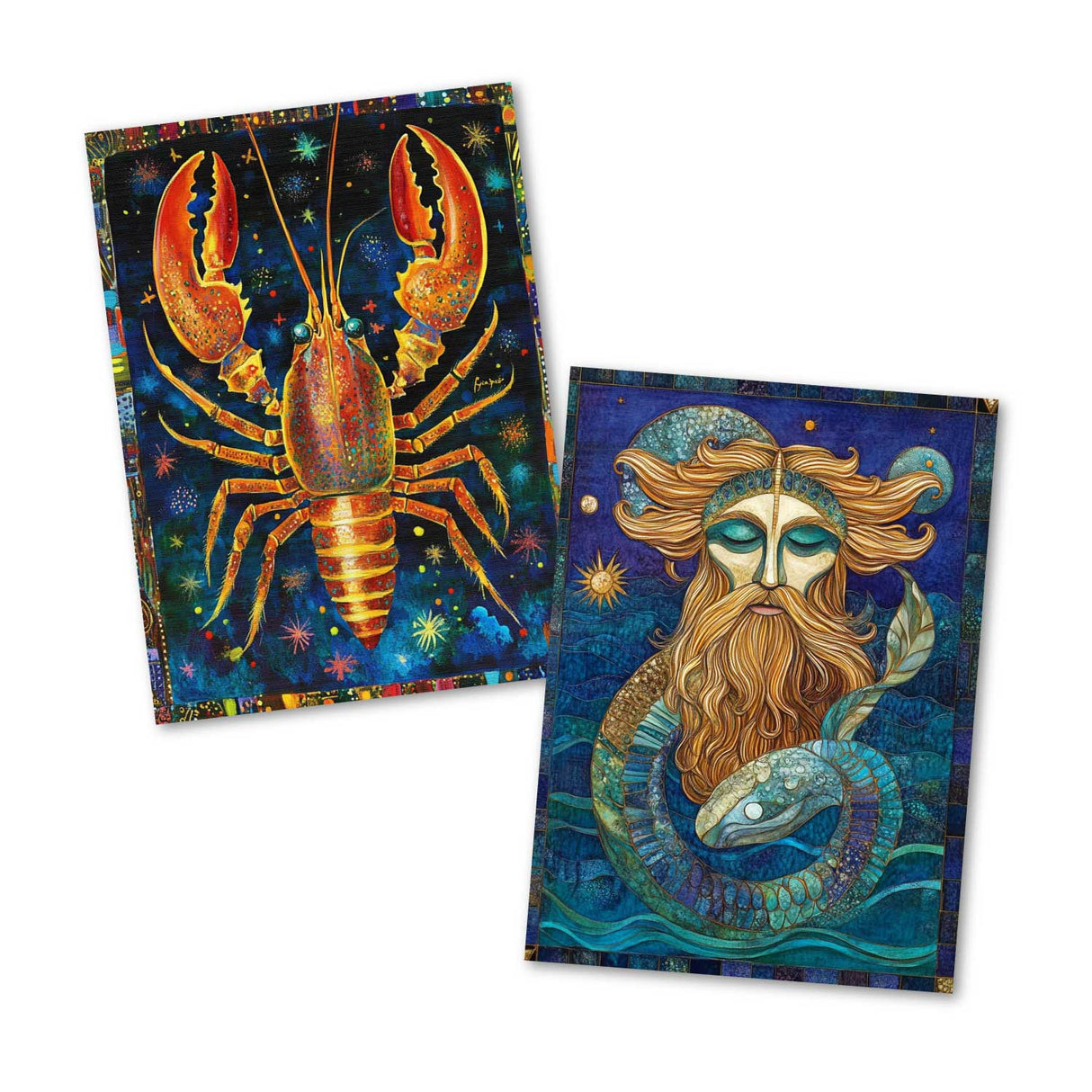 Sternzeichen- im Cutout Stil (12 Karten) Grußkarten, Klappkarten und Postkarten mit zauberhaften Sternzeichen-Motiven