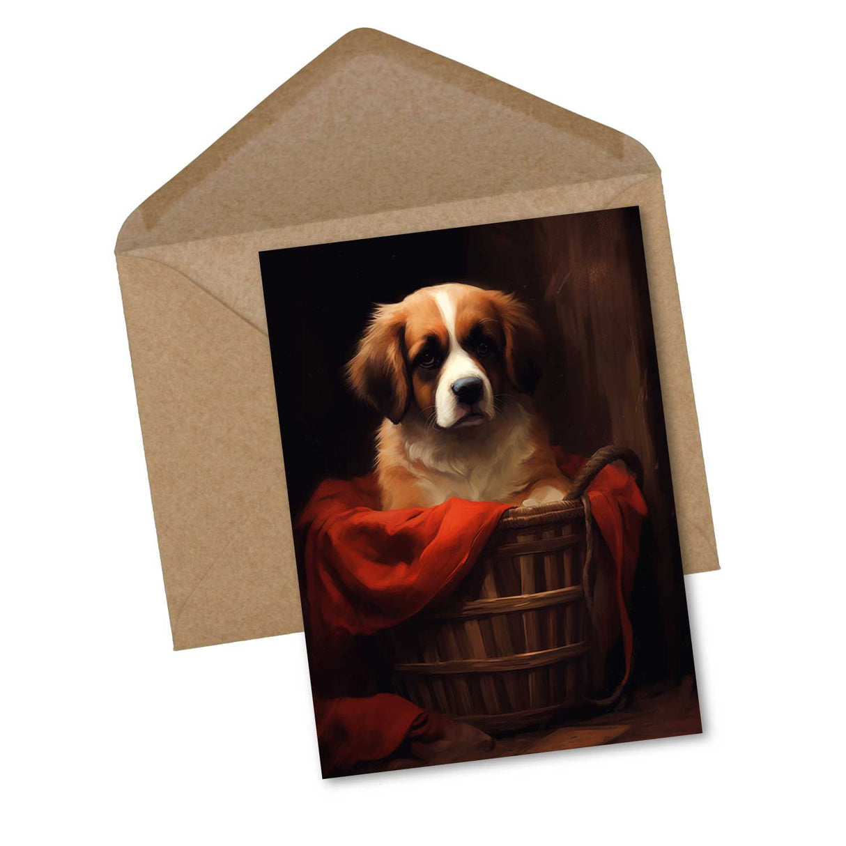 Hundewelpen Grußkarten Set (15 Karten) | Süße kunstvolle Karten mit Welpen verschiedener Rassen | Digital Painting - Oil - Einzel Set