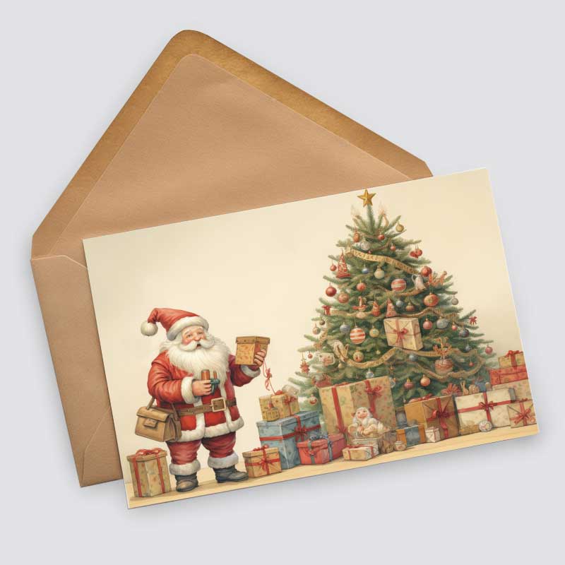 Weihnachten Kinder und Santa Karten Set (10 Karten) | Märchenhafte Weihnachten | Geschenk | kinderbuch Zeichnungen Santa Clause Weihnachten