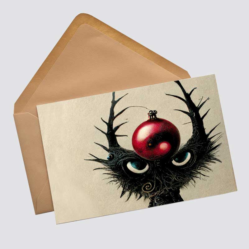 Schaurig schöne Weihnachten Grußkarten Set (10 Karten) | Kunstvolle grusselige Weihnachtskarten | Karte mit Grußbotschaft | Tim Burton Style