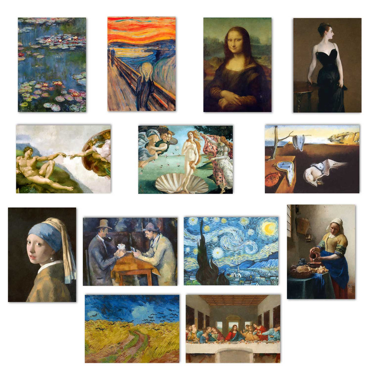 Kunstvolle Karten im Set (13 Karten) | Die größten Kunstwerke als Grußkarten I Postkarten Klappkarten | Bekannte Künstler I Kunstdruck
