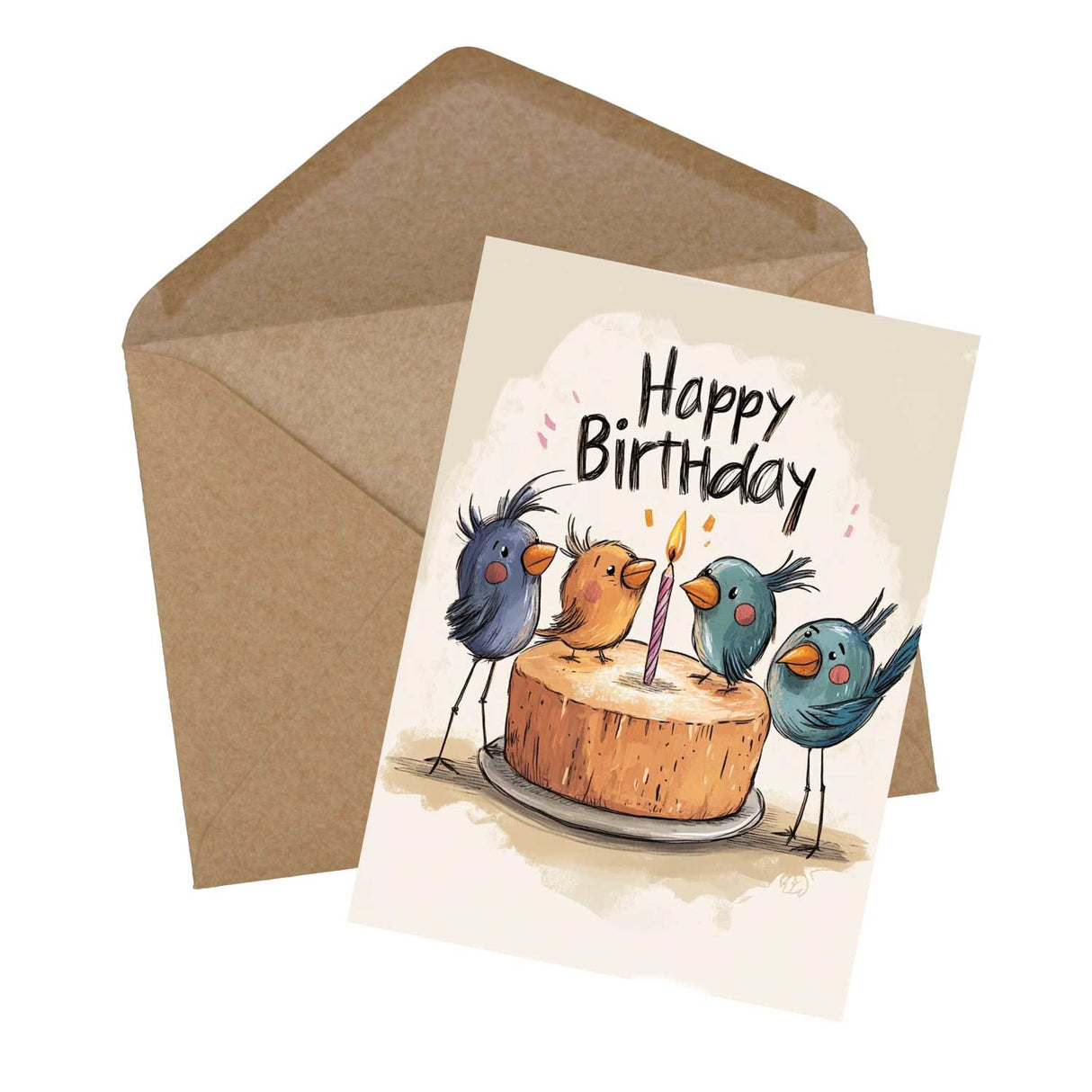 Lustige Geburtstags Grußkarten Set (10 Karten) | Humorvolle Vogel Karten zum Geburtstag | Grußbotschaft im lustig Comic Style