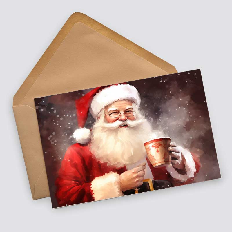 Santa Claus - Weihnachtsmann Grußkarten Set (10 Karten) | Kunstvolle Weihnachtskarten | Geschenk | Karte mit Grußbotschaft | Nikolaus I Als Klappkarten oder Postkarten