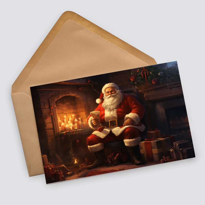 Santa Claus - Weihnachtsmann Grußkarten Set (10 Karten) | Kunstvolle Weihnachtskarten | Geschenk | Karte mit Grußbotschaft | Nikolaus I Als Klappkarten oder Postkarten