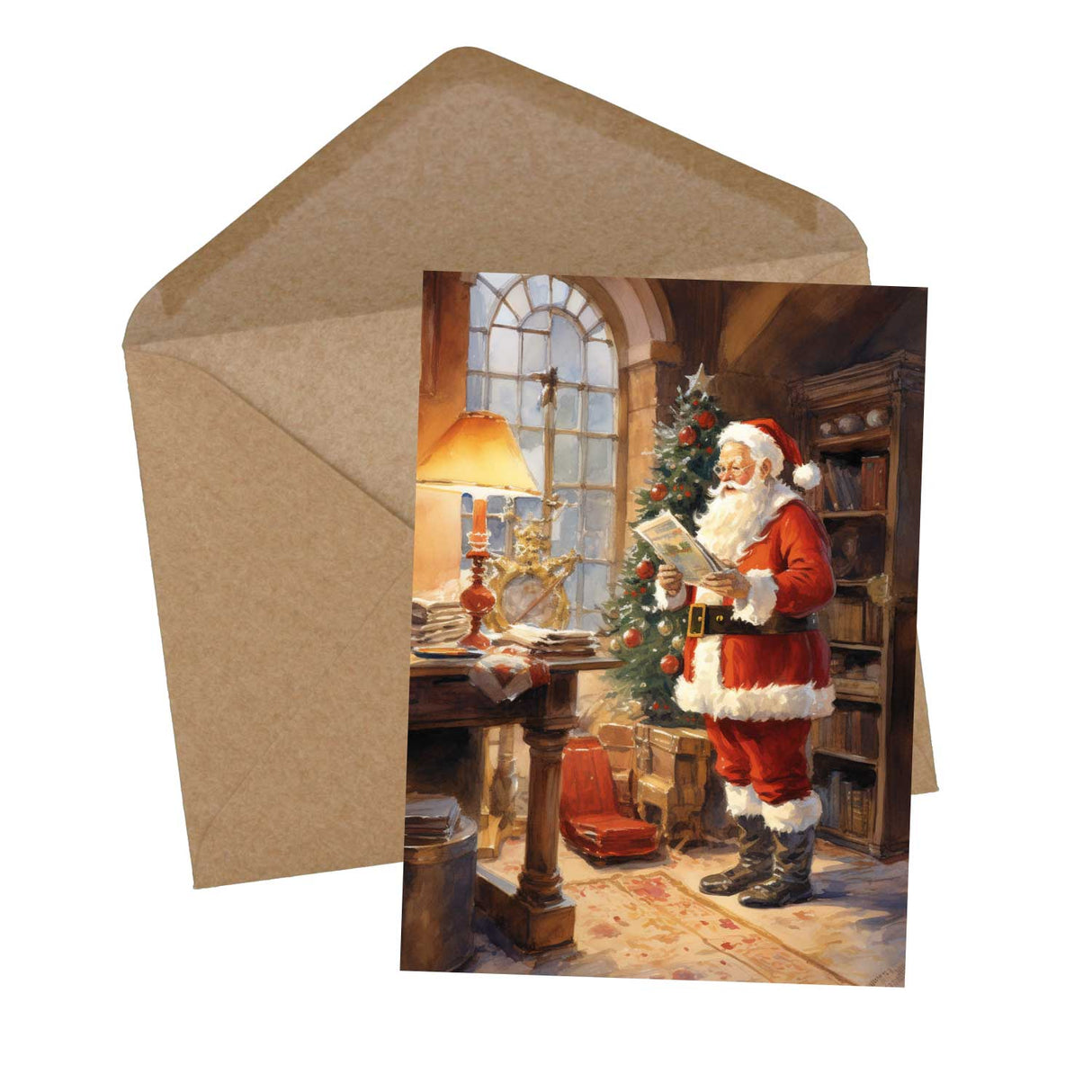 Santa Clause V2- Weihnachtskarten (10 Karten) | Vintage Weihnachten | Geschenk | Aquarellzeichnung Nikolaus I Postkarte Klappkarte