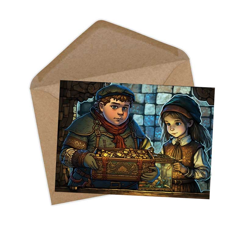 Hänsel und Gretel Karten Set A6 (15 Cards) Illustrierte Märchen Stained Glass I von den Gebrüdern Grimm im Original als kunstvolles Set