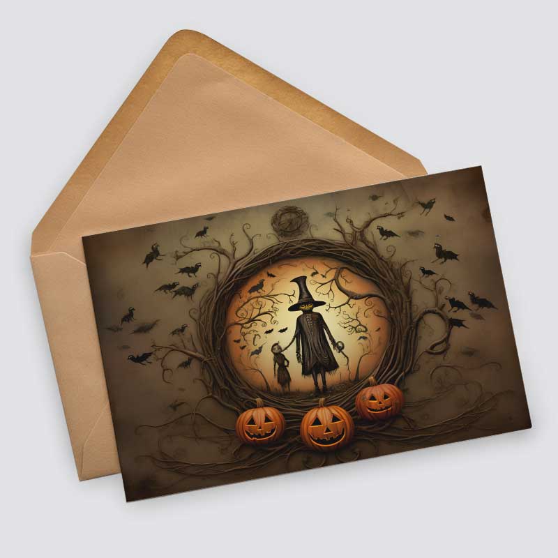 Halloween Grußkarten Set V2 (10 Karten) | Kunstvolle Halloween Karten