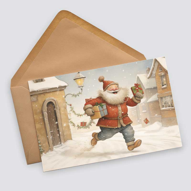 Weihnachten Kinder und Santa Karten Set (10 Karten) | Märchenhafte Weihnachten | Geschenk | kinderbuch Zeichnungen Santa Clause Weihnachten