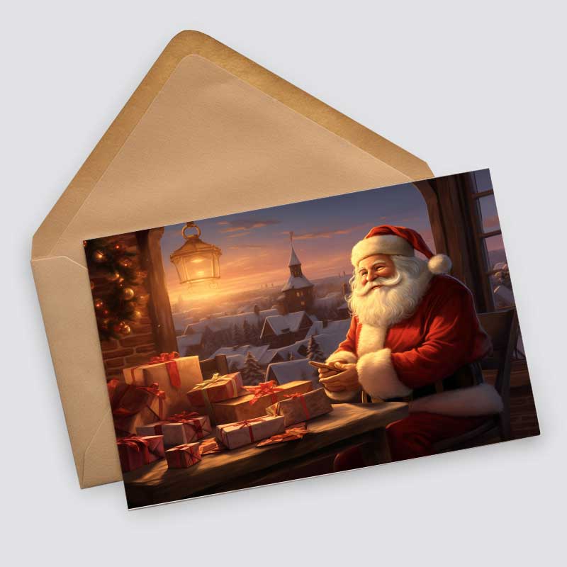 Santa Claus - Weihnachtsmann Grußkarten Set (10 Karten) | Kunstvolle Weihnachtskarten | Geschenk | Karte mit Grußbotschaft | Nikolaus I Als Klappkarten oder Postkarten