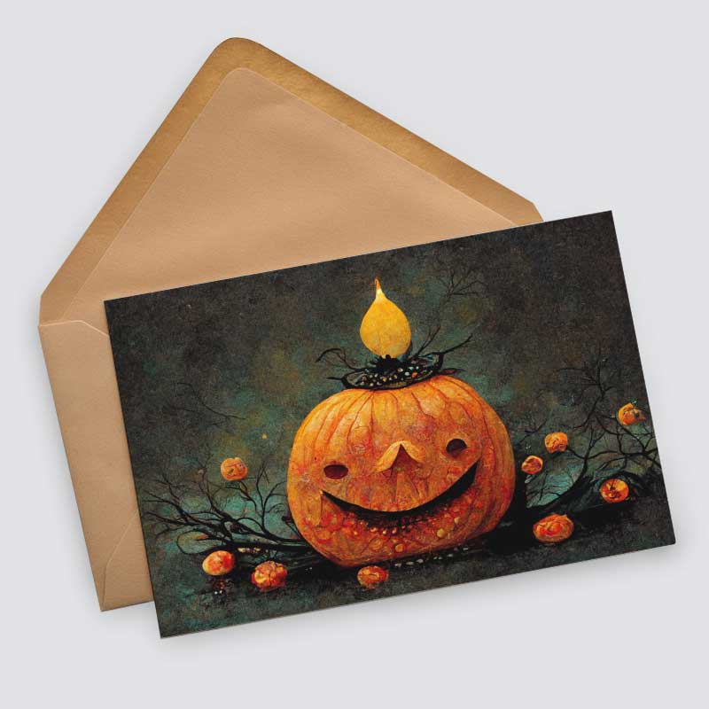 8 Halloween Grußkarten | Kunstvolle Halloween Karten | Geschenk | Karte mit Grußbotschaft | Postkarte | Kürbis Karten