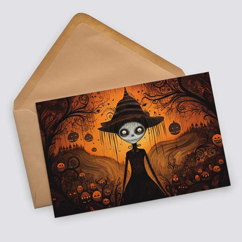 Halloween Grußkarten Set V3 (10 Karten) | Kunstvolle Halloween Karten