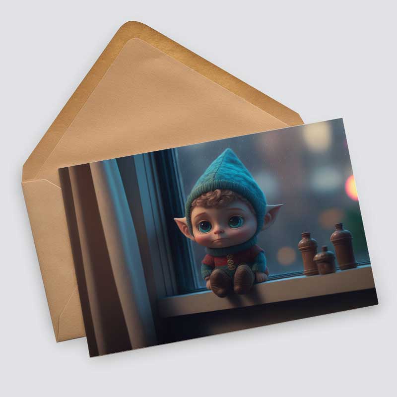 Weihnachtselfen Kartenset - Kinder Geschenkkarten Set (10 Karten) | Weihnachtskarten im Fantasy Style | Geschenk | Klappkarte Postkarten