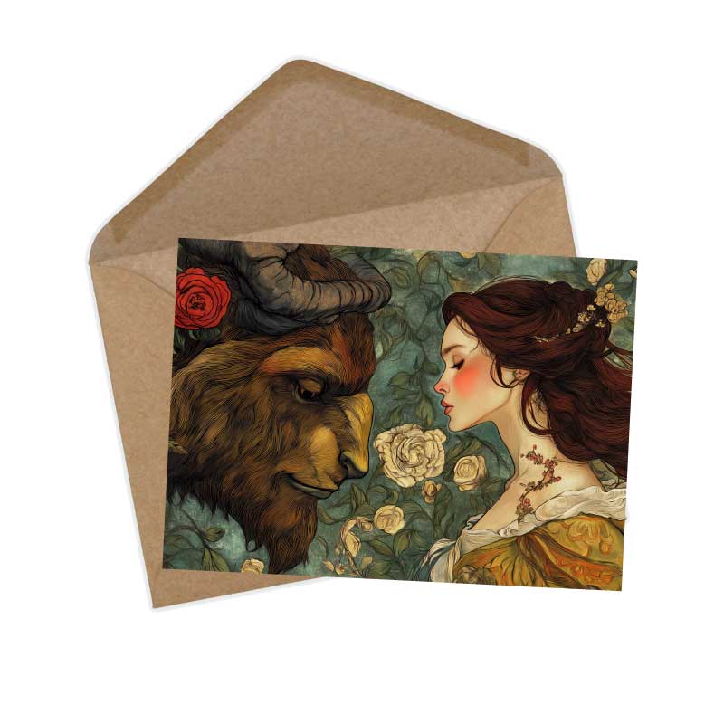 Die Schöne und das Biest Set A6 (15 Cards) kunstvoll Illustrierte Märchen  I im Original als kunstvolles Set