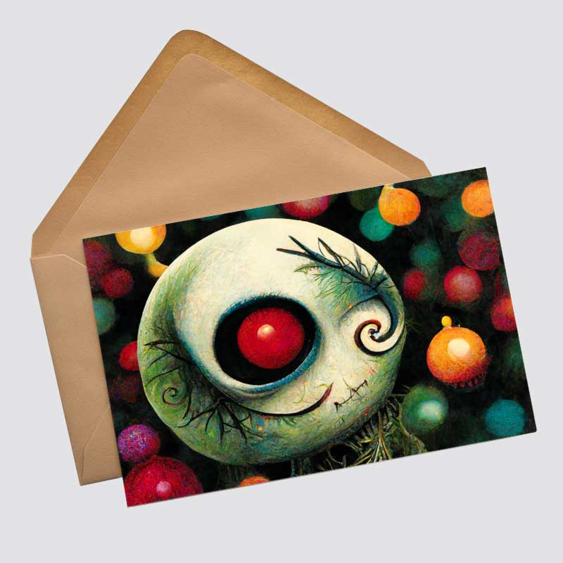 Schaurig schöne Weihnachten Grußkarten Set (10 Karten) | Kunstvolle grusselige Weihnachtskarten | Karte mit Grußbotschaft | Tim Burton Style