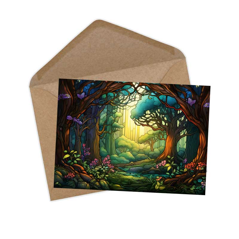 Brüderchen und Schwesterchen Karten Set A6 (15 Cards) Illustrierte Märchen Stained Glass I Gebrüdern Grimm im Original als kunstvolles Set