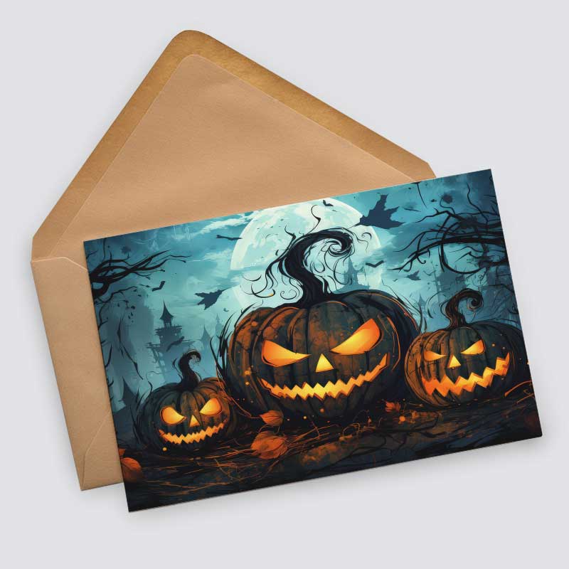 Halloween Karten Set – 12 kunstvolle Grußkarten | Deko Geschenk | Postkarte Klappkarte