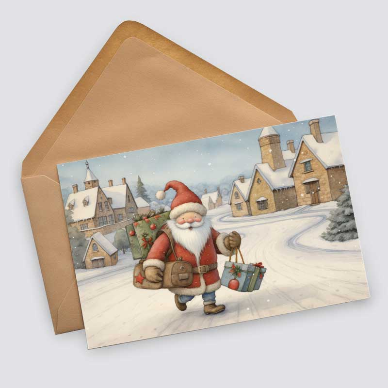 Weihnachten Kinder und Santa Karten Set (10 Karten) | Märchenhafte Weihnachten | Geschenk | kinderbuch Zeichnungen Santa Clause Weihnachten