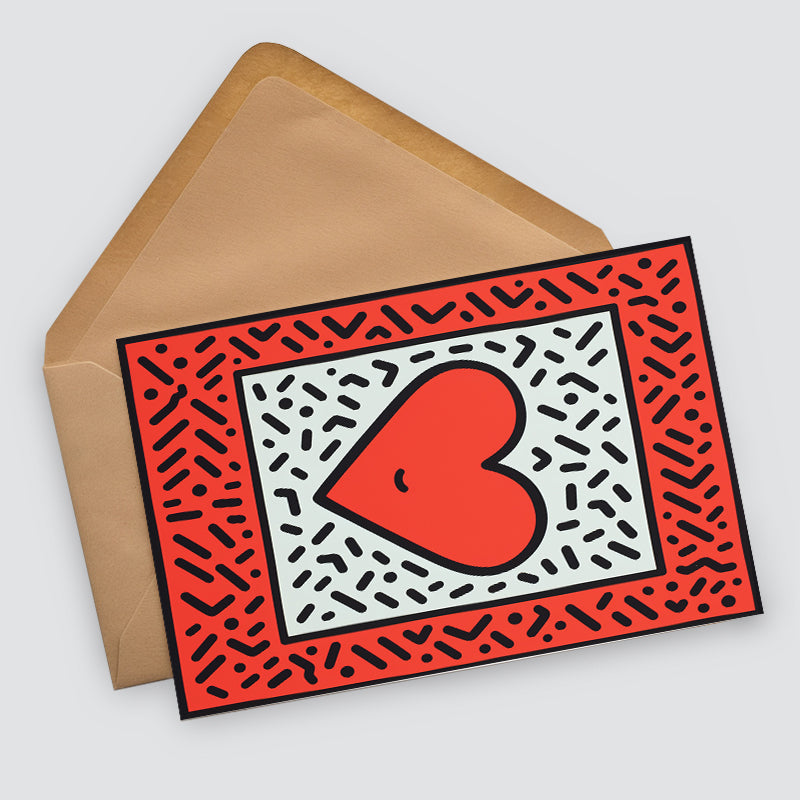 Valentinskarten Liebe Postkarten A6 Set (10 Cards) Keith Haring Style I Karten für Liebesbotschaften