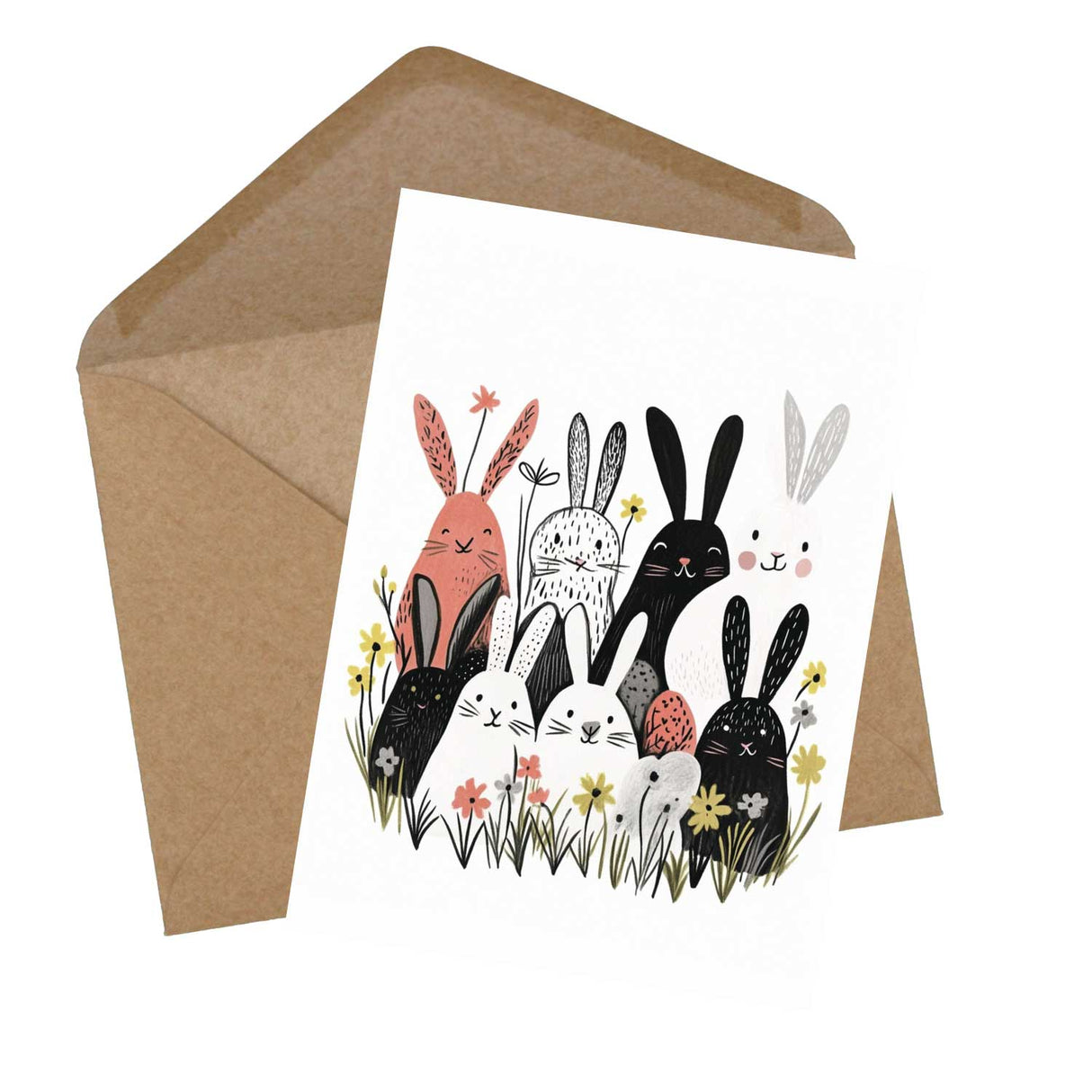 Lustige Osterhasen Karten Set (12 Karten) | Grußkarten zu Ostern| Funny Bunny | Karte mit Grußbotschaft