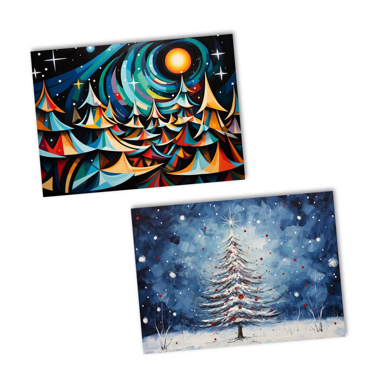 Weihnachten Grußkarten Set V2 (10 Karten) | Kunstvolle Weihnachts Karten | Geschenk | Karte mit Grußbotschaft | Postkarte oder Klappkarte