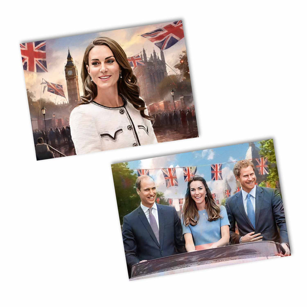 Prinz William & Kate Postkarten A6 Set (10 Cards) Royals I Painting I Royal Family I Prince William and Kate Middleton