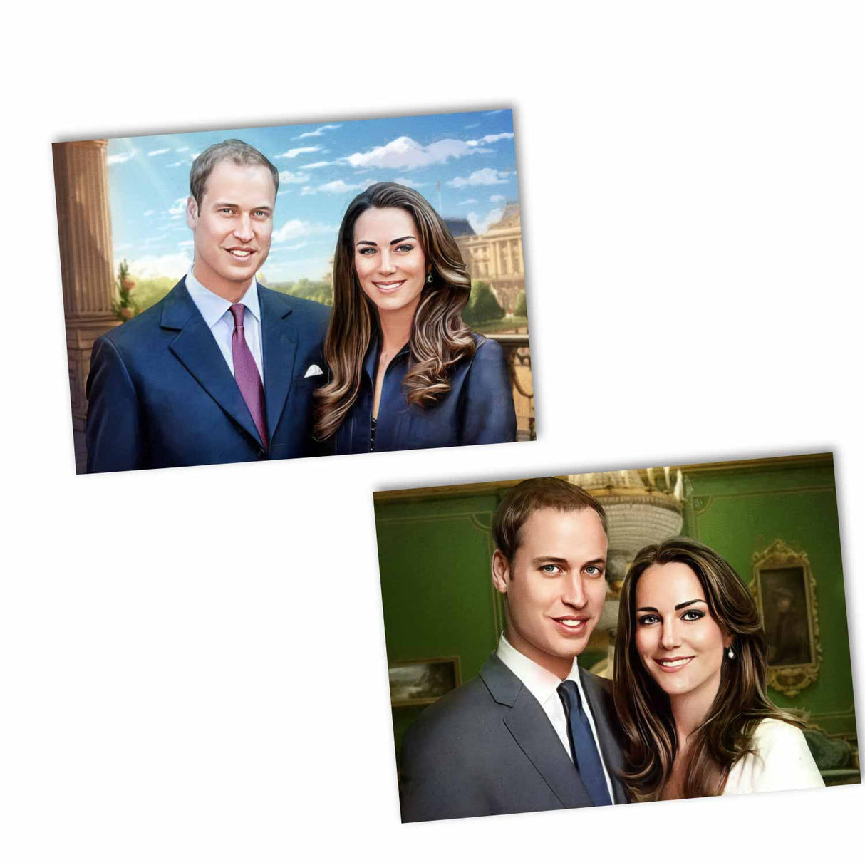 Prinz William & Kate Postkarten A6 Set (10 Cards) Royals I Painting I Royal Family I Prince William and Kate Middleton