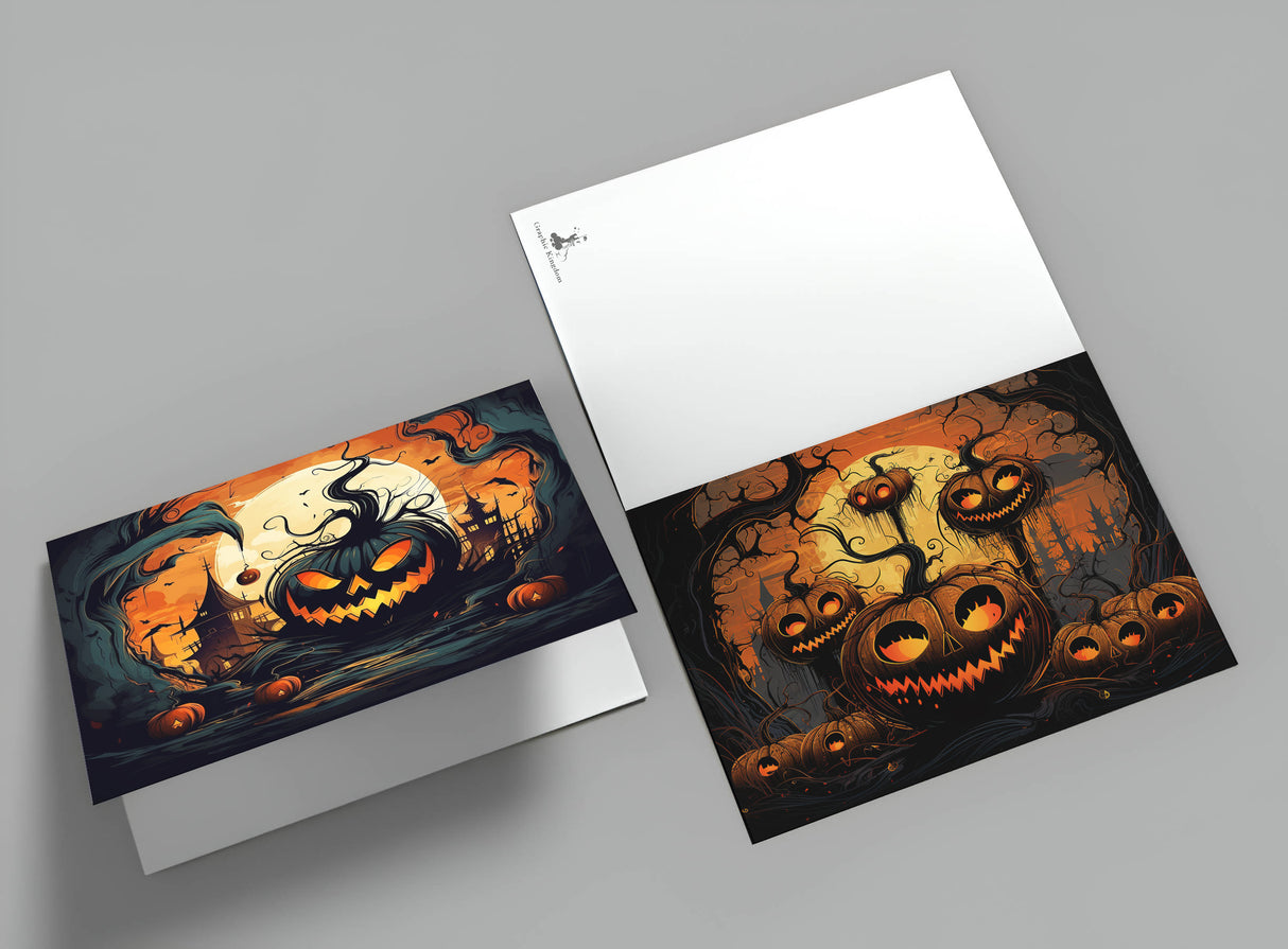 Halloween Grußkarten Set V3 (10 Karten) | Kunstvolle Halloween Karten