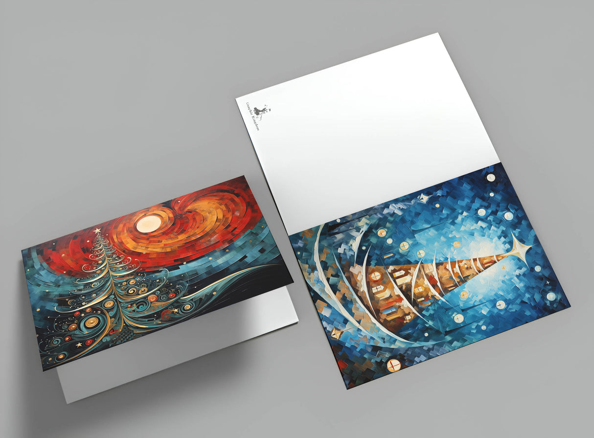 Weihnachten Grußkarten Set V3 (10 Karten) | Kunstvolle Weihnachts Karten | Geschenk | Karte mit Grußbotschaft | Postkarte oder Klappkarte