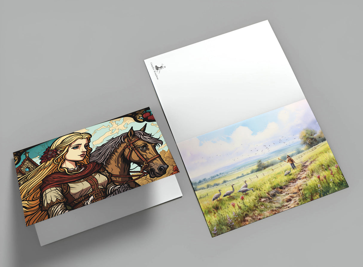 Die Gänsemagd Set A6 (15 Cards) Illustrierte Märchen Stained Glass I von den Gebrüdern Grimm im Original als kunstvolles Set