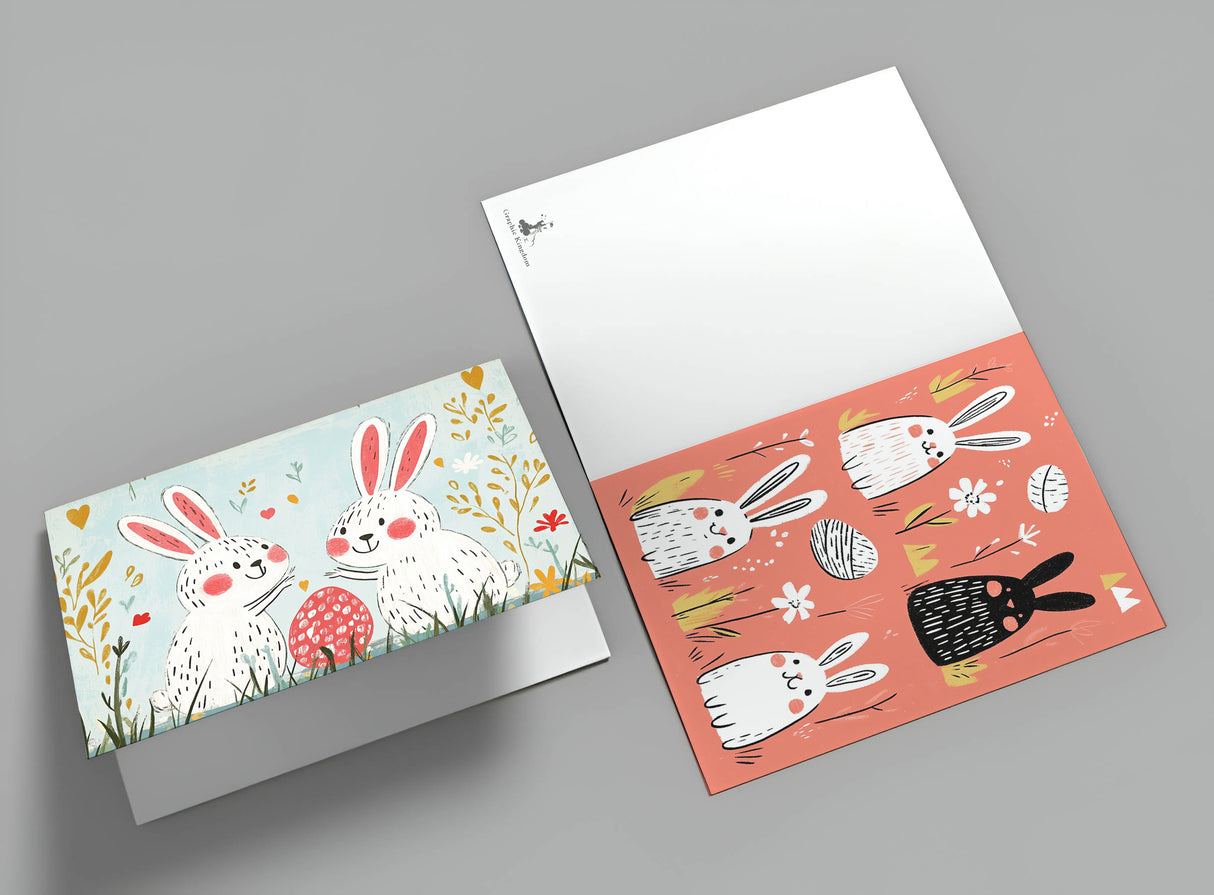 Lustige Osterhasen Karten Set (12 Karten) | Grußkarten zu Ostern| Funny Bunny | Karte mit Grußbotschaft