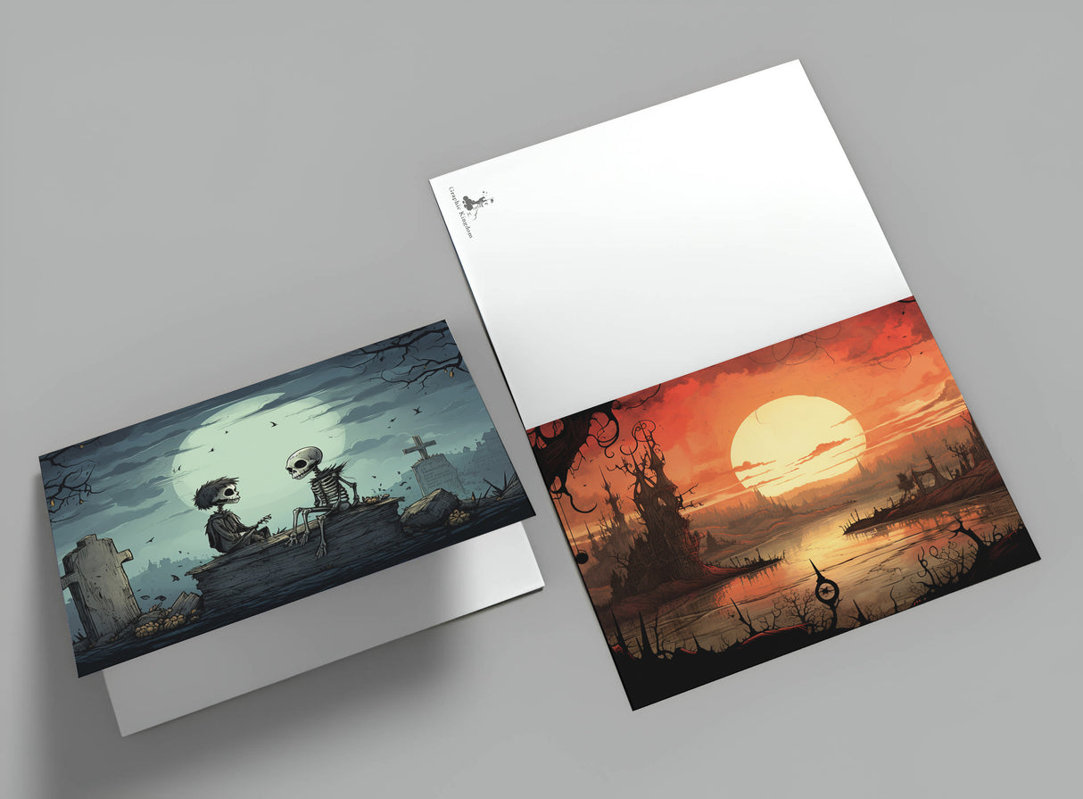 Der Mond Karten Set A6 (15 Cards) Illustriertes Märchen I von den Gebrüdern Grimm im Original als kunstvolles Set I Halloween Creepy Motive