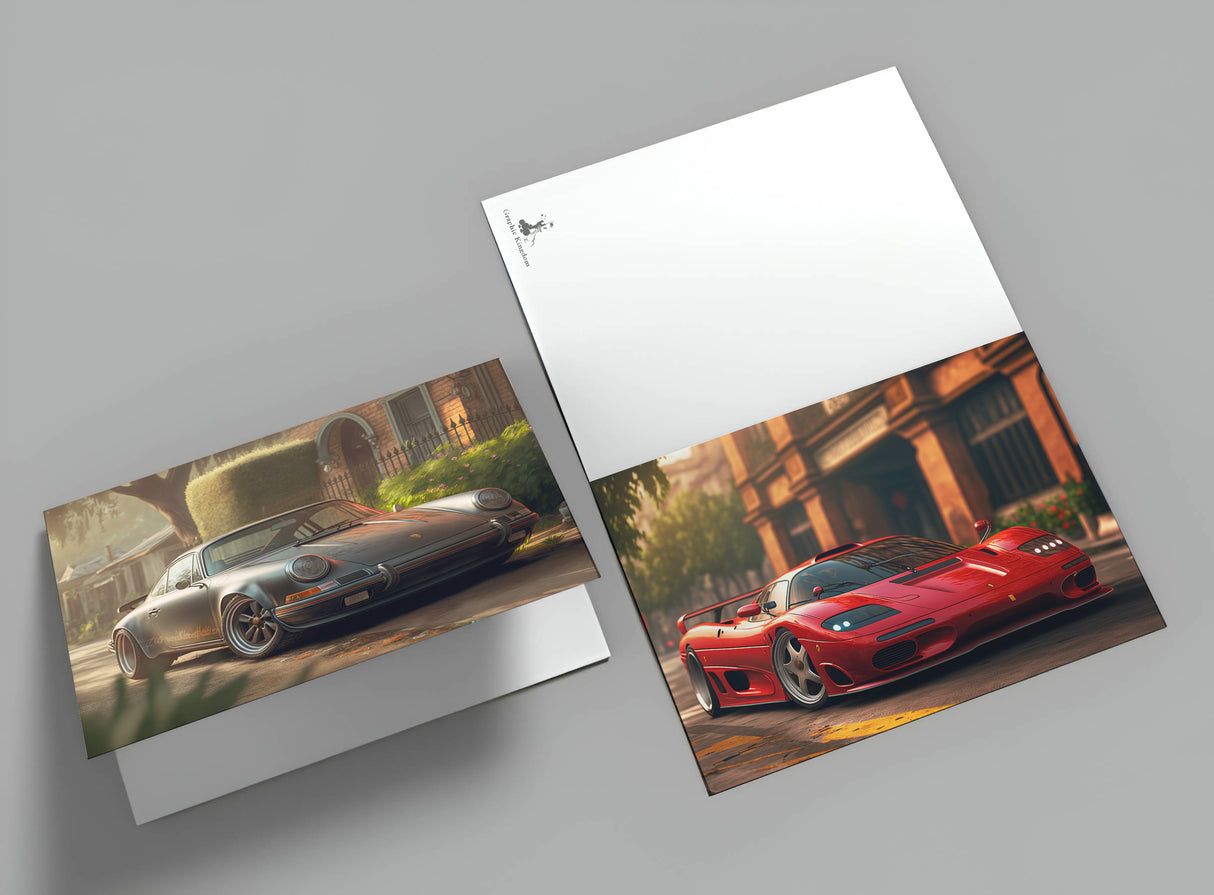 The most beautiful cars as greeting cards in a set (10 cards) | Ornate motif cards Cars | cars, mercedes, ford,