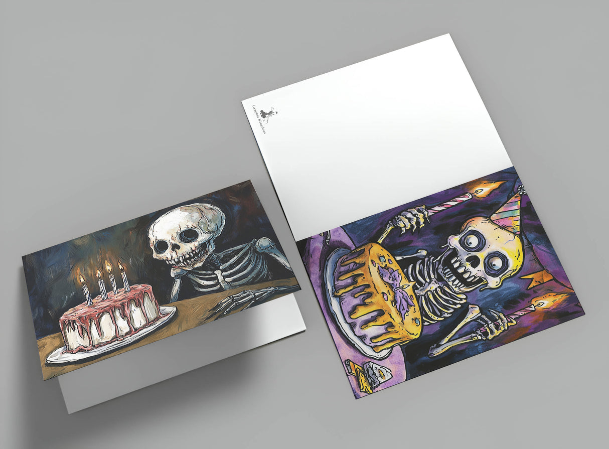 Grusellige Geburtstags Grußkarten Set (10 Karten) | Monster Karten zum Geburtstag | Grußbotschaft im skurillen Tim Burton Style