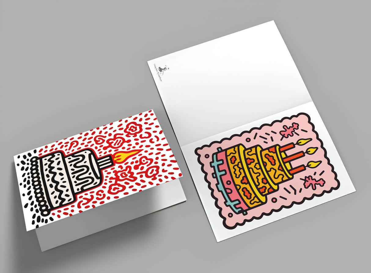 Geburtstagskarten Postkarten A6 Set (10 Cards) Keith Haring Style I Karten zum Geburtstag Klappkarten für Glückwünsche I Happy Birthday
