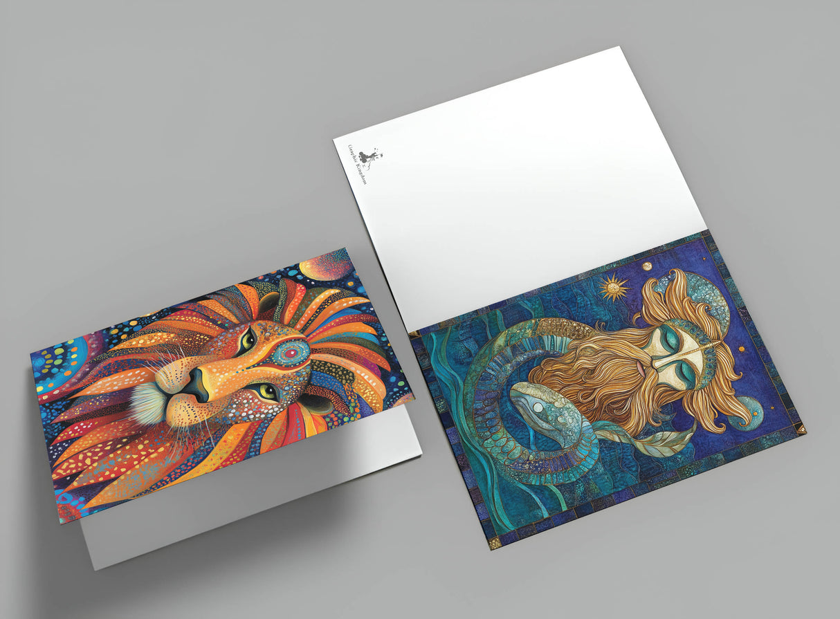 Sternzeichen- im Cutout Stil (12 Karten) Grußkarten, Klappkarten und Postkarten mit zauberhaften Sternzeichen-Motiven