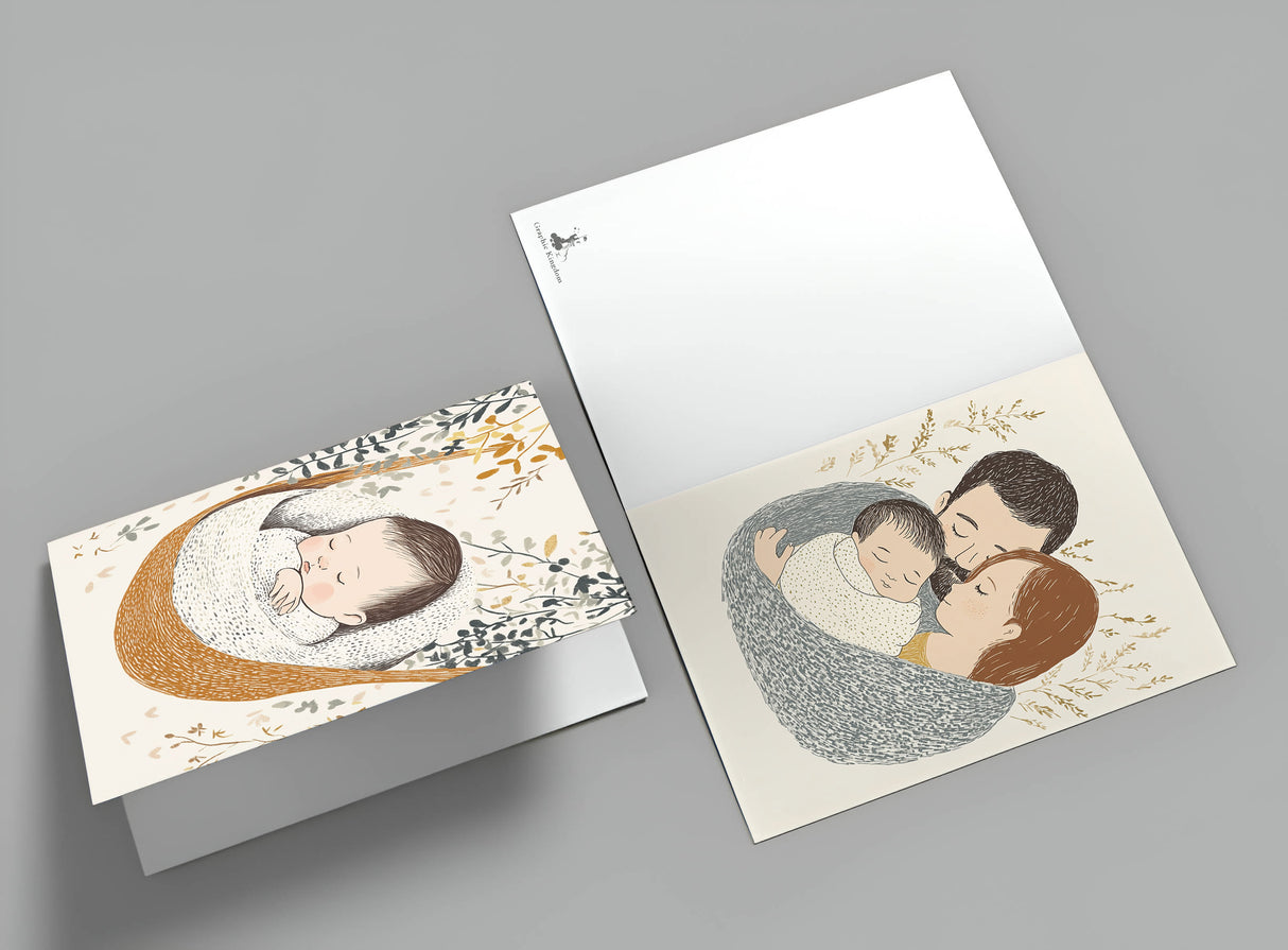 Glückwunsch zum Nachwuchs Postkarten A6 Set (12 Cards) I Glückwünsche Neugeboren I Baby, Mama, Papa, Geboren, Geburtstag, Familie