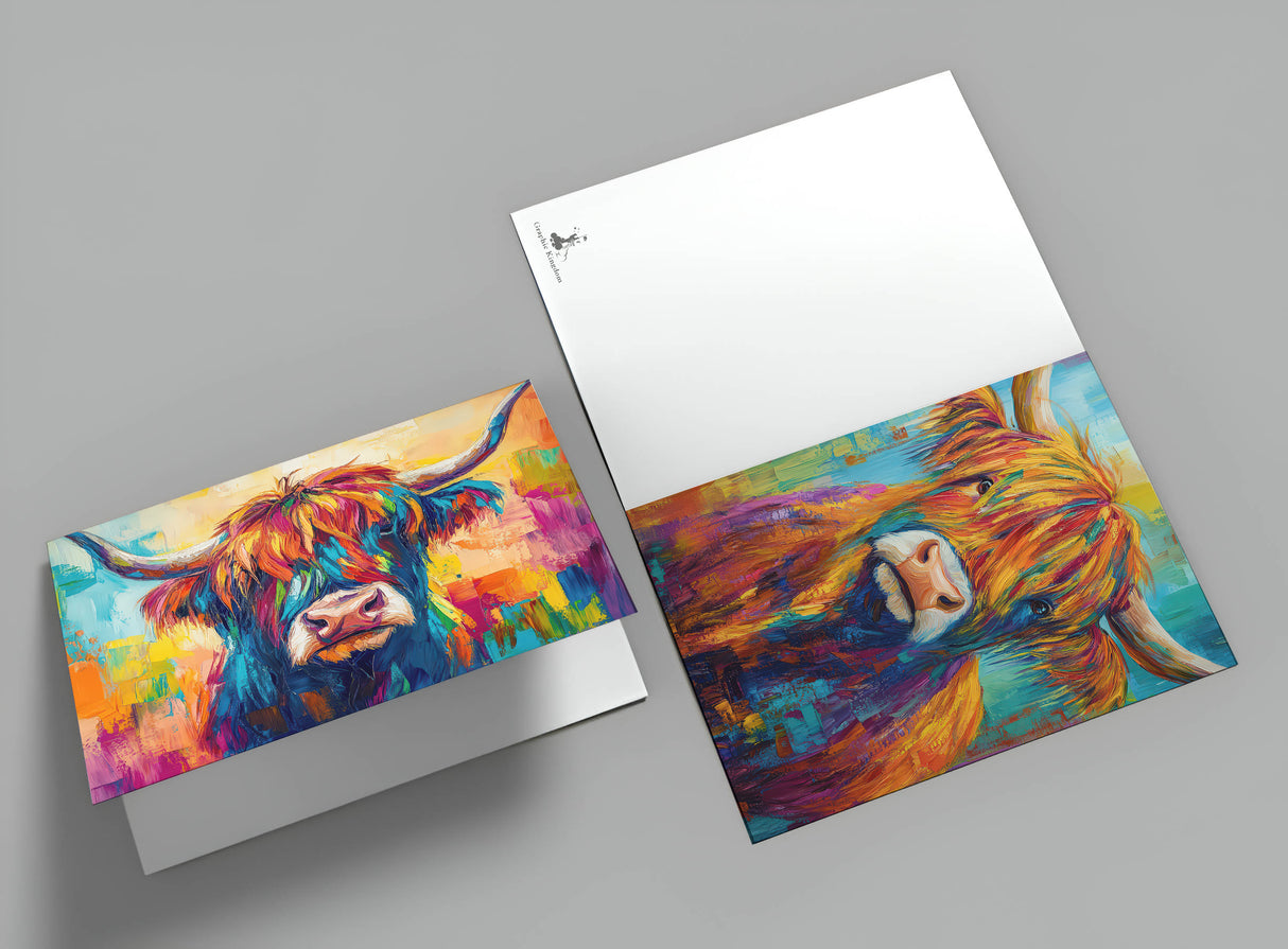 Hochland Kühe Postkarten A6 Set (12 Cards) I Grußkarten und Geburtstagskarten I Farbenfrohe Highland Cattle Cows Coo