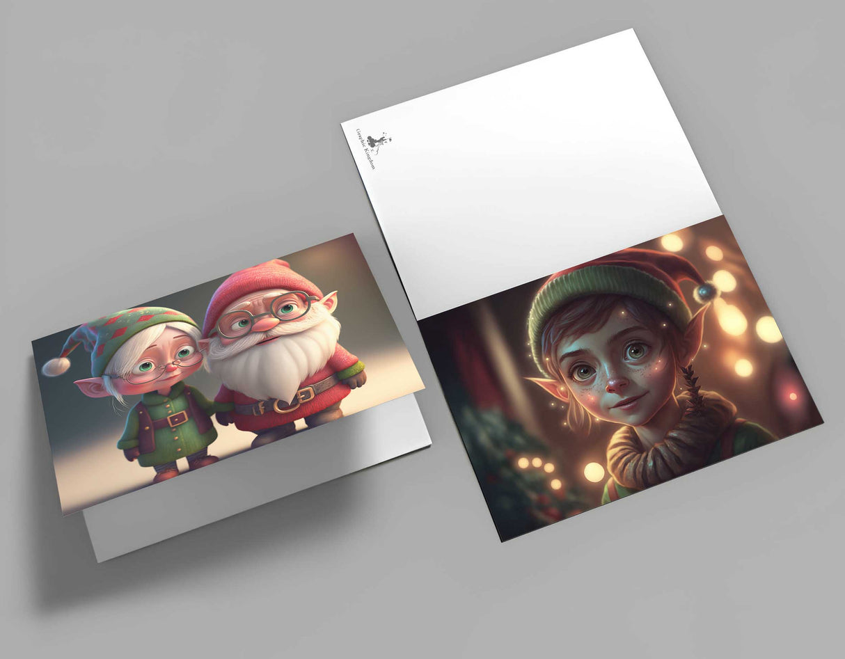Weihnachtselfen Kartenset - Kinder Geschenkkarten Set (10 Karten) | Weihnachtskarten im Fantasy Style | Geschenk | Klappkarte Postkarten