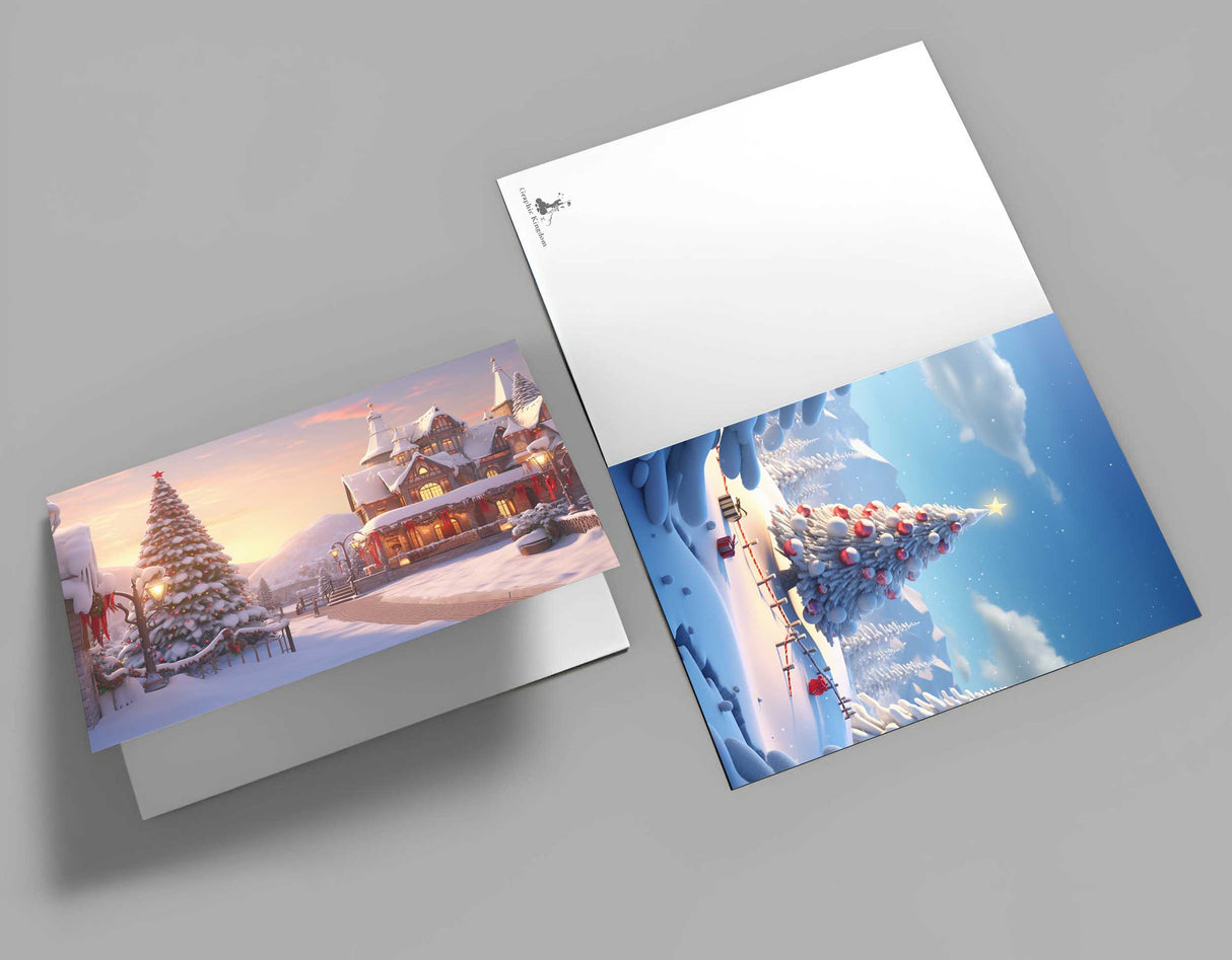 Weihnachten Grußkarten Set (10 Karten) | Kunstvolle Weihnachtskarten | Geschenk | Karte mit Grußbotschaft | Postkarte | Weihnachtsfest VOL 1