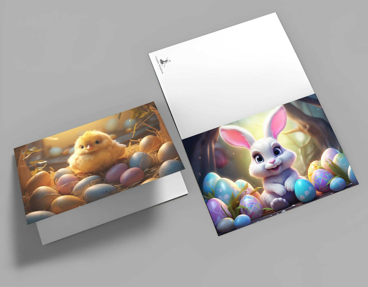 Oster Grußkarten Set (10 Karten) | Kunstvolle Osterkarten | Geschenk | Karte mit Grußbotschaft | Postkarte | Osterfest VOL2 CGI