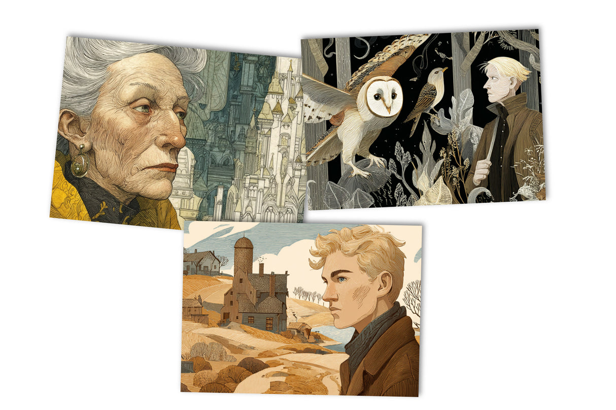 Jorinde und Joringel Set A6 (8 Cards) Illustriertes Märchen I Gebrüdern Grimm als kunstvolles Set