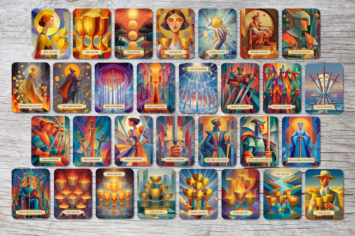 Modern Tarot 78 Karten – Künstlerisches Tarot Set Deutsch Englisch – Farbenfrohe Tarotkarten – Spirituell & einzigartig