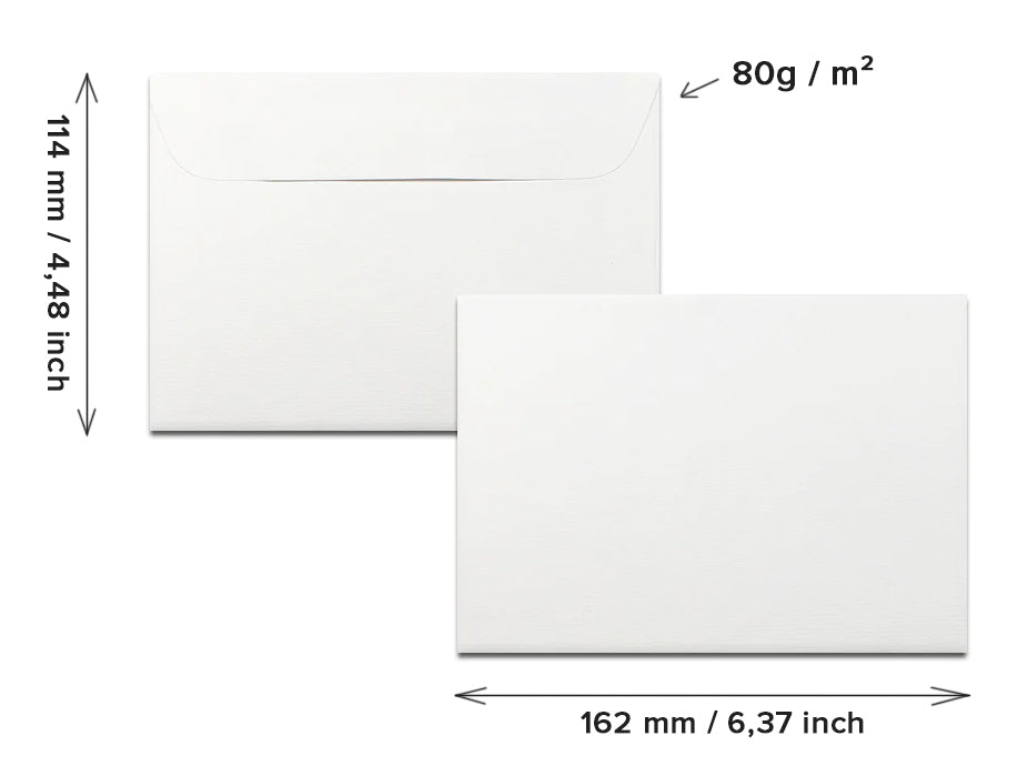 Einzelne Umschläge für Karten I bunt I DIN C6 Format I 114 mm x 162 mm I 4 x 6 INCH I Letter Format I 80g/m