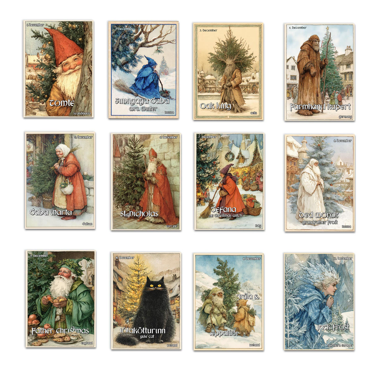 Christmas Greeting Cards Set V3 (10 cards) | Artistic Christmas Cards | Poison | Card with Greeting Message | Postcard or folded card