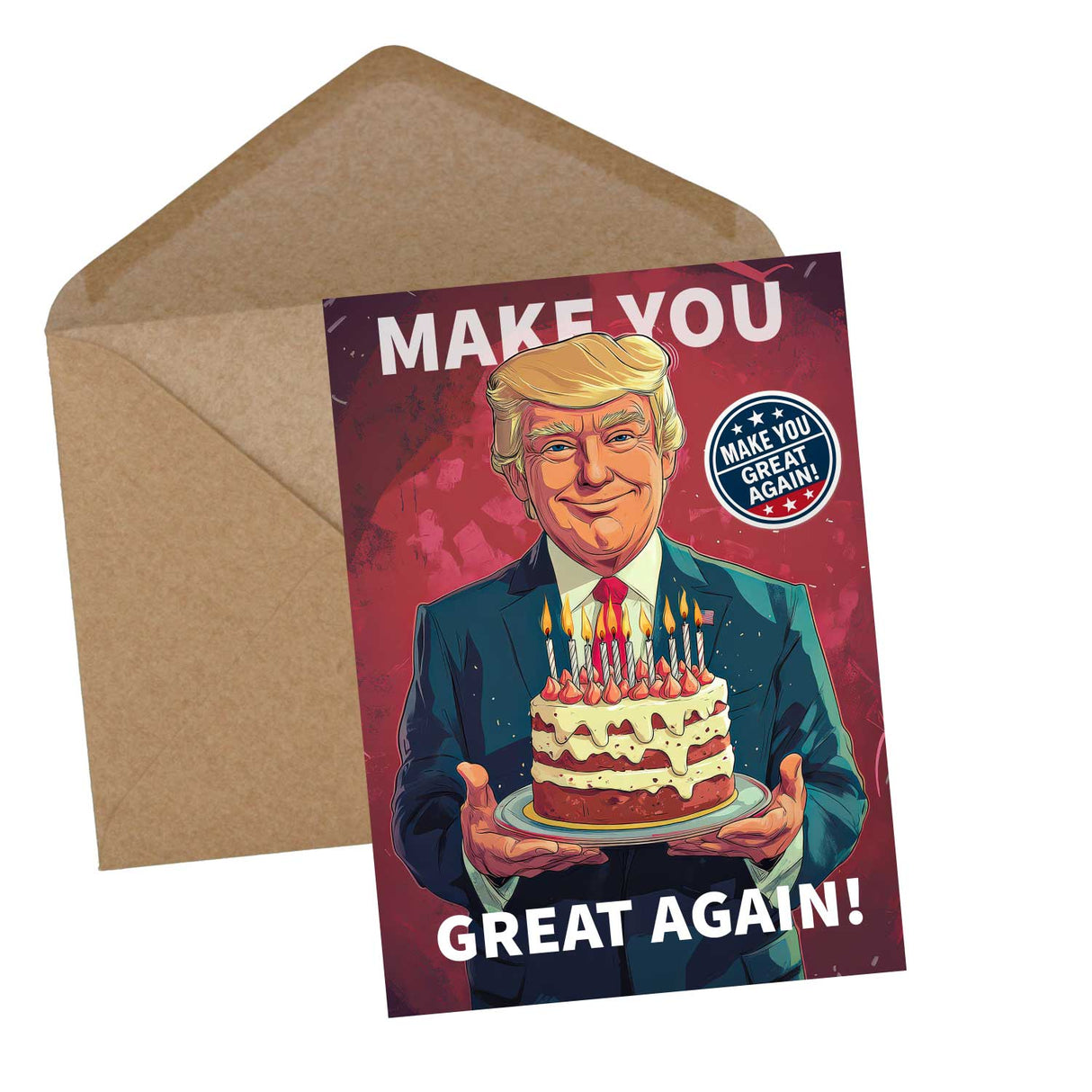 8 Lustige Trump-Geburtstagskarte – 'Make You Great Again' – Humorvolle Karten | Postkarte oder Klappkarte | Illustration