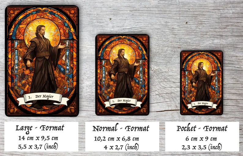 Kunstvolle Tarotkarten im Set (78 Karten) | Tarot Deck mit 78 Tarot Karten in drei größen | deutsch und englisch erhältlich | matt farbdruck